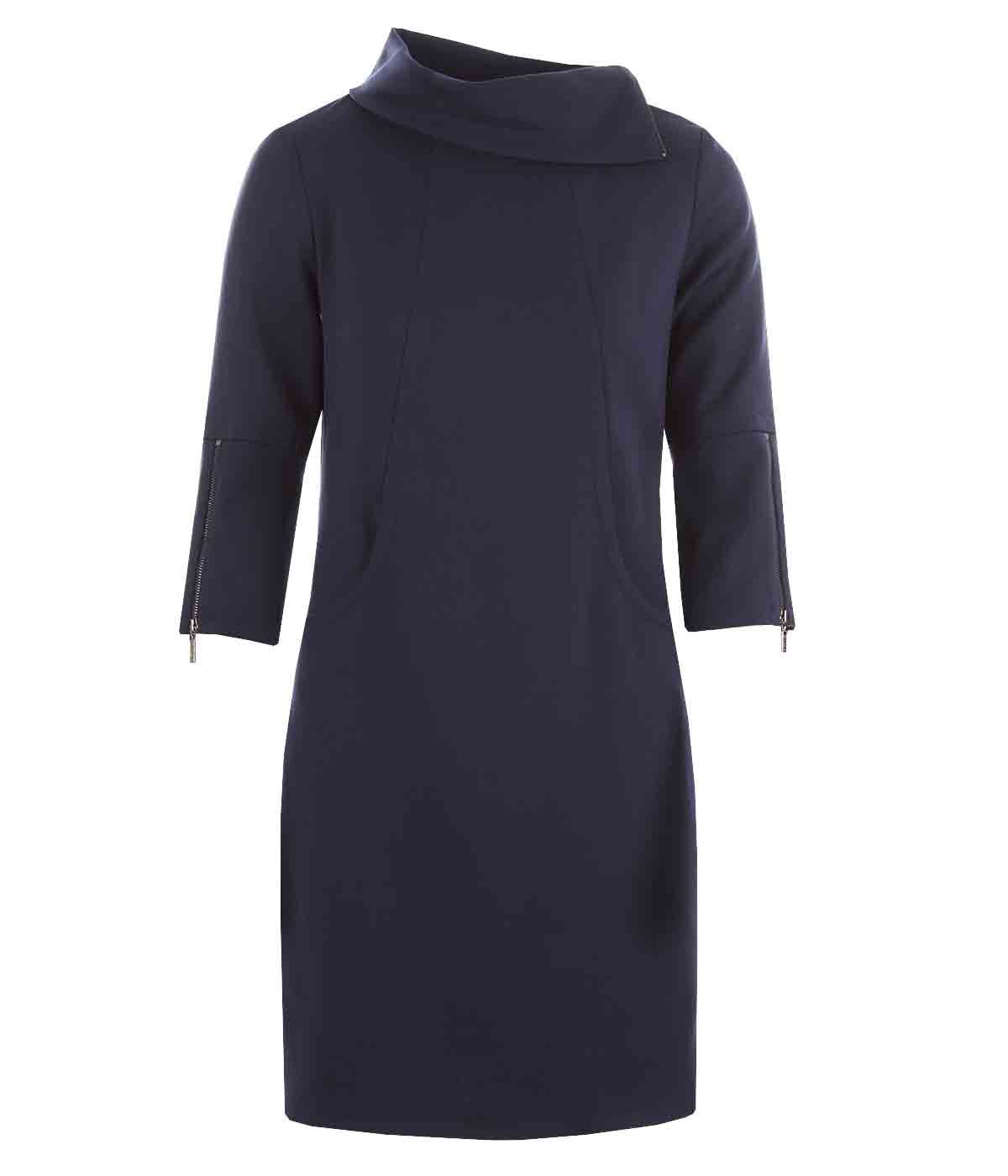 Dress with a shawl collar and ¾ sleeves with zippers, with rayon and viscose 0